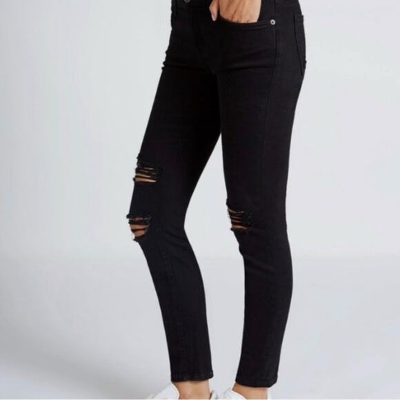 Current/Elliott The Stiletto Jeans in Jet Black Destroy Skinny Distressed crop - Picture 14 of 14